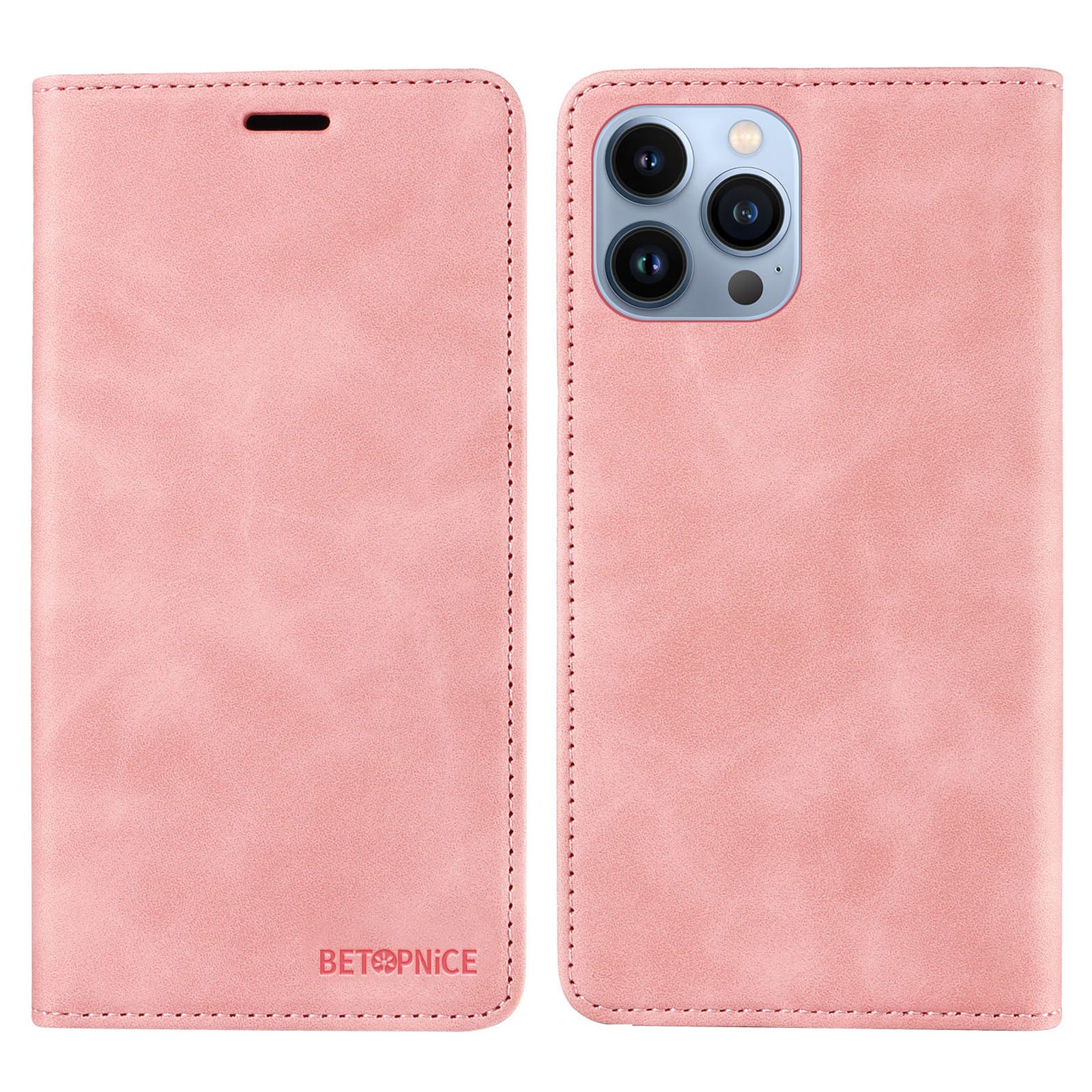 Uniqkart 003 Magnetic Absorbed Phone Case for iPhone 13 Pro , RFID Blocking Wallet PU Leather Stand Cover - Pink Uniqkart 003 Magnetic Absorbed Phone Case for iPhone 13 Pro , RFID Blocking Wallet PU Leather Stand Cover - Pink